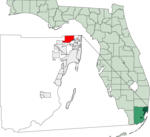 Map of Florida highlighting Miami Gardens